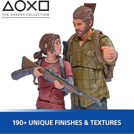 PlayStation The Last of US, 2-Pack 6” Joel & Ellie Action Figures with 19 Accessories, The Shapes Collection, for PS5 Fans & Collectors Ages 17+