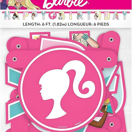 Unique Barbie Happy Birthday Jointed Banner, 6.5" - 1 Count | For Kids Birthdays & Events