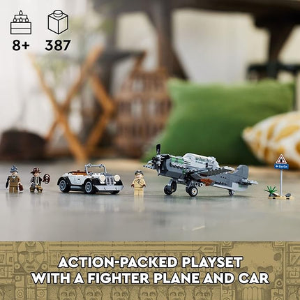 LEGO Indiana Jones and the Last Crusade Fighter Plane Chase 77012 Building Set, Featuring a Buildable Car Airplane Toy, 3 Minifigures Including Jones, Birthday Gift for Kids 8-12 Years Old