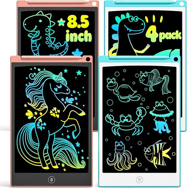 TECJOE LCD Writing Tablet Set, 8.5 Inch Colorful Doodle Board Drawing Tablet for Kids, Kids Travel Games Activity Learning Toys Birthday Gifts for 3-6 Year Old Boys Girls Toddlers Preschooler