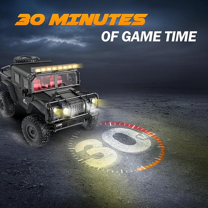 SIMREX 1:12 Scale All-Terrain Remote Control Car, 4WD RC Cars with 2.4 GHz, RC Climbing Truck, IPX4 Waterproof Off-Road Vehicle with Two Rechargeable Batteries, for Kids Teens Adults