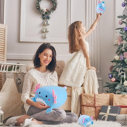 Axolotl Plush, 16" Cute Axolotl Stuffed Animals Mommy with 4 Baby Plushies in Tummy,Soft Jumbo Axolotl Plush Christmas and Birthday Gifts for Girls Boys