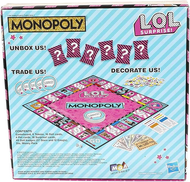 Monopoly Game: L.O.L. Surprise Edition Board Game for Kids Ages 8 and up