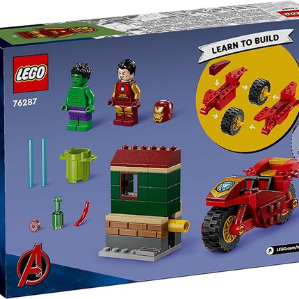 LEGO Marvel Iron Man with Bike and The Hulk Building Set, Easy Build Marvel Toy for Kids, Collectible Playset with Motorcycle Toy and 2 Minifigures, Great Gift for Boys and Girls Ages 4 and Up, 76287