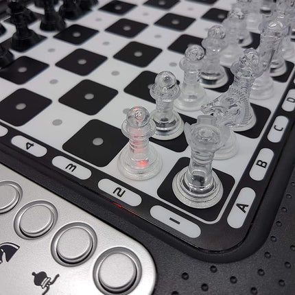 Lexibook Chessman® FX, Electronic Chess Game with Tactile Keyboard and Light and Sound Effects, 32 Pieces, 64 Levels of Difficulty, Family Board Game, Black/Grey, CG1335