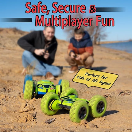 Threeking RC Stunt Car Remote Control Cars with Lights Double-Sided Driving Indoor Outdoor Toys Gifts Presents for 6 7 8 9 10 11 12 Year Old Kids Boys Girls
