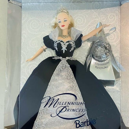 Holiday Barbie Special Edition Millennium Princess Mattel Year 1999 2000 with Swirl Background Inside Box