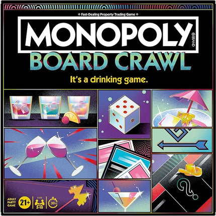 Monopoly Board Crawl Game | Official Monopoly Drinking Game for Adults Only | Ages 21+ | for 2-10 Players | 30 Mins. | Hilarious Adult Party Games