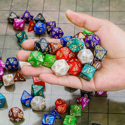 CiaraQ Polyhedral Dice Set - DND Role Playing Dice for Dungeons and Dragons RPG Table Games, Multi-Color, 70pcs