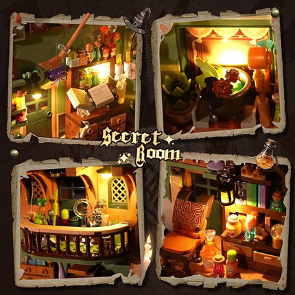 Magic Potion Booknook Building Set with Light, DIY Bookend Building Block Kit for Home Decor Bookshelf, 990 PCS Miniature Book Nook House Building Brick Model for Adults Kids Boys Girls Age 8+