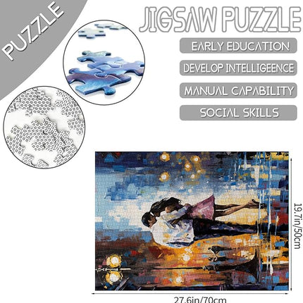 Graffitic Lively Street Scene Jigsaw Puzzles 1000 Pieces for Adults, Families (Boy and Girl,Couple) Pieces Fit Together Perfectly 19.7''x27.6''inch Abstract Frameable Magic Puzzle Art（Colorful）