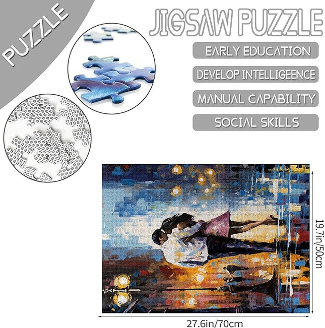 Graffitic Lively Street Scene Jigsaw Puzzles 1000 Pieces for Adults, Families (Boy and Girl,Couple) Pieces Fit Together Perfectly 19.7''x27.6''inch Abstract Frameable Magic Puzzle Art（Colorful）