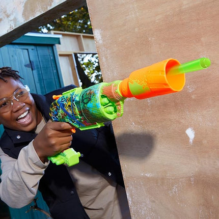 NERF Zombie Driller Dart Blaster, 16 Nerf Elite Darts, Rotating 5 Dart Cylinder, Removable Scope, Outdoor Games, Ages 8+