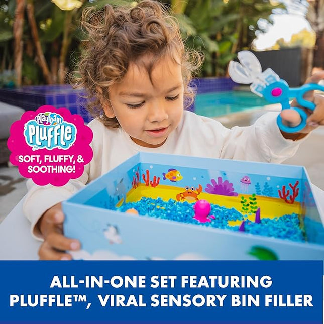 Educational Insights Pluffle® Ocean Sensory Set with 2 Colors of Pluffle, 9 Piece Set, Ages 3+