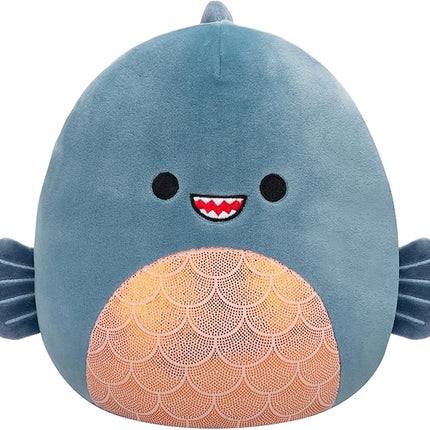 Squishmallows Original 8-Inch Kurtz Grey Teal Piranha - Official Jazwares Plush (Little)
