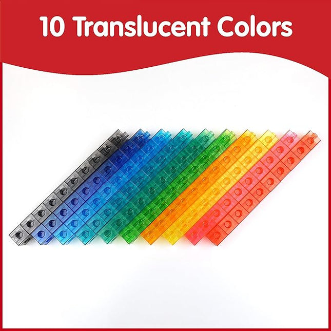edxeducation Translucent Linking Cubes - Construction Toy for Early Math - Set of 100 - 0.8 Inch - Light Table Toy - Elementary + Preschool Learning