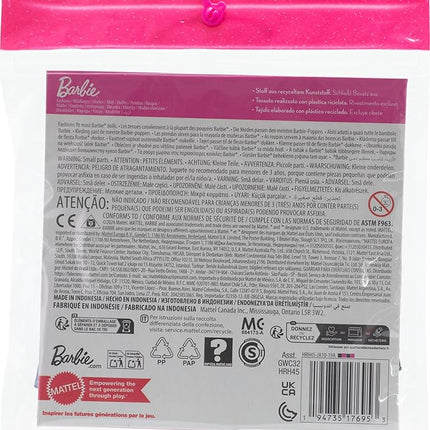 Barbie Fashions Clothing Set, 2 Denim Outfits for Fashion Doll Include Dress, Top & Shorts & 2 Accessories