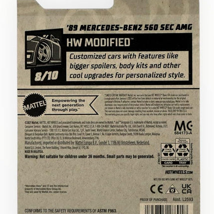 Matchbox Hot Wheels '89 Mercedes Benz 560 Sec AMG, HW Modified 8/10 [red] 82/250