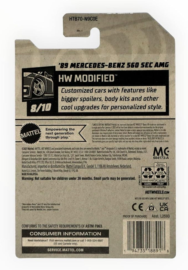 Matchbox Hot Wheels '89 Mercedes Benz 560 Sec AMG, HW Modified 8/10 [red] 82/250