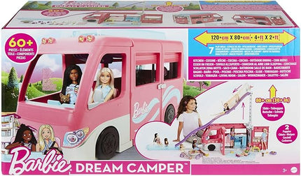 Barbie Camper, Doll Playset with 60 Accessories, 30-Inch-Slide and 7 Play Areas, Dream Camper