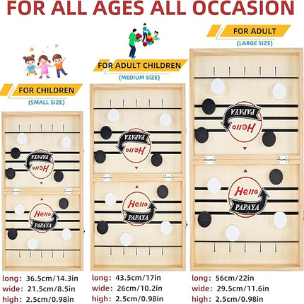 Foldable Fast Sling Puck Game with Chess Board and Checkers Board, Tic Tac Toe. Wooden Air Hockey Family Night,Table Games Gifts for Adults and Kids