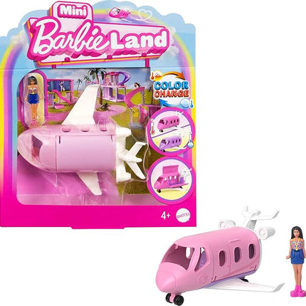 Barbie Mini BarbieLand Toy Vehicle Playset with 1.5-inch Doll & DreamPlane with Working Doors & Color-Change Surprise