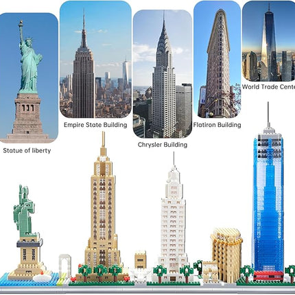 New York Skyline Micro Mini Building Blocks Set for Adults World Famous Landmark Series Architecture Model Kit Toys Gift for Kids 8-12 Ages（3452 Pieces）