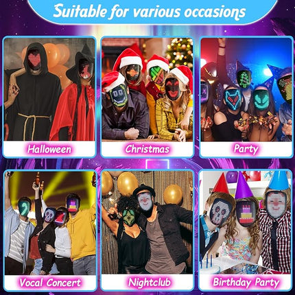 Led Mask with Gesture Sensing,Light up mask for Kids/Men/Women LED Halloween Mask for Costume Cosplay Party