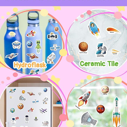 Benresive Reusable Sticker Book for Toddlers 2-4 Years, Fun Travel Stickers for Kids, Waterproof Sticker Books for Toddlers 1-3, Crafts Activities for Todddlers 1-3 2-4 3-5 - Space