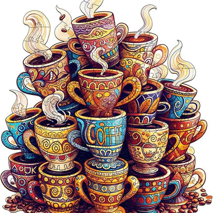 Wooden Puzzles for Adults - Coffee Dream Wood Puzzles Adult - Unique Animal Shape Wooden Jigsaw Puzzles for Adults - Birthday Gifts for Puzzle Lovers, Family (8.5 * 7.1in)