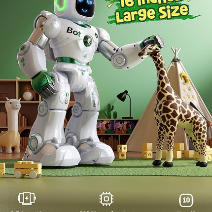 Ruko 1088 Large Robot Toys for Boys, STEM Programmable Remote Control Robot, Electronics Educational Birthday for Kids 4 5 6 7 8 Year Old, Green