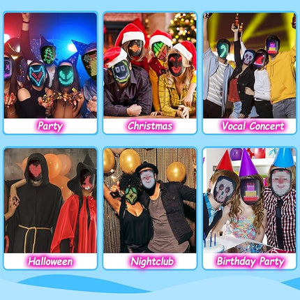 Depointer Life Led Mask with Gesture Sensing,Unisex LED Lighted Face Transforming Mask for Costume Cosplay Party Masquerade