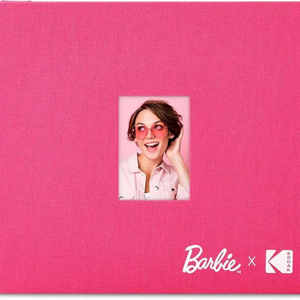 KODAK x Barbie Pink 8x8” Cloth Covered Scrapbook Photo Album with Front Picture Window for Barbie Instant 2x3” ZINK Zero Ink Photo Paper Projects