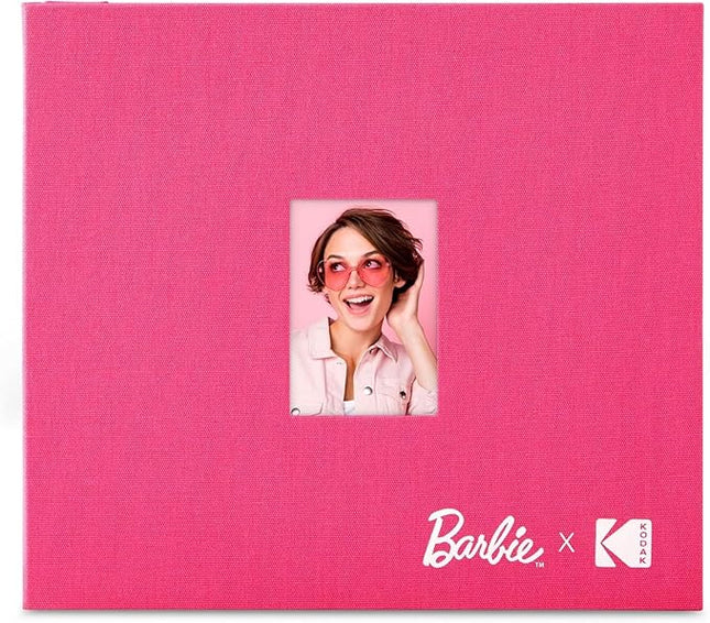 KODAK x Barbie Pink 8x8” Cloth Covered Scrapbook Photo Album with Front Picture Window for Barbie Instant 2x3” ZINK Zero Ink Photo Paper Projects