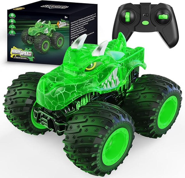 Remote Control Car, 2.4GHz Monster Trucks Toys with Light Spray, Birthday Gift for Kids 3 4 5 6 7 8, All Terrain RC Cars, Toddler Toys for Boys Girls 3+ Year Old