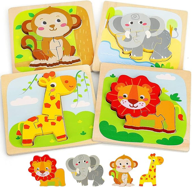 TOY Life Wooden Puzzles for Toddlers 2-4, Montessori Toys for 1 2 3 Year Old Boys Girls, Animals Puzzles Educational Learning Toys 2 Year Old, Birthdays Gifts Toy for 2 Year Old Girl Boy