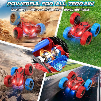 cosone Remote Control Car RC Cars for Kids Toys Rechargeable 360° Rotating 2.4Ghz RC Stunt Car for Kids Birthday Gift for 6 Years Old Boys Toys 6 7 8 9 10 Years Old Boy Gift Ideas (Blue&Red)