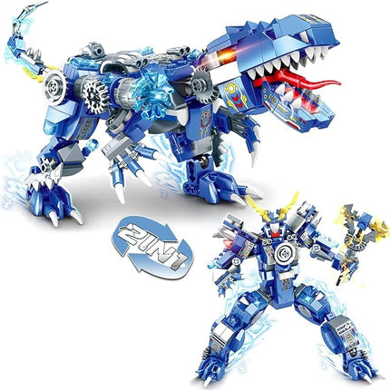 Dinosaur Building Blocks 2 in 1 Transforming Mech, Compatible with Lego Dinosaur Set, 433 PCS Dinosaur Mech STEM Toys for Kids Ages 6-12, Dinosaur Toy Gift for Christmas & Birthday