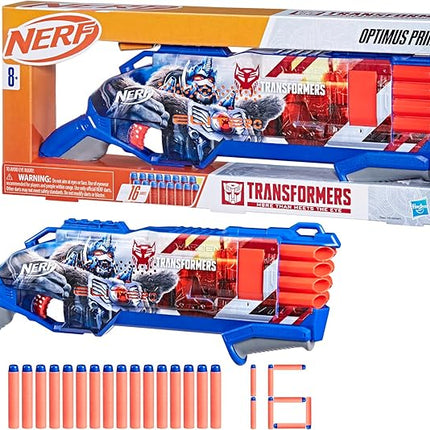 Nerf Transformers Optimus Primal Dart Blaster, 16 Nerf Elite Darts, Gifts for 8 Year Old Boys & Girls & Up