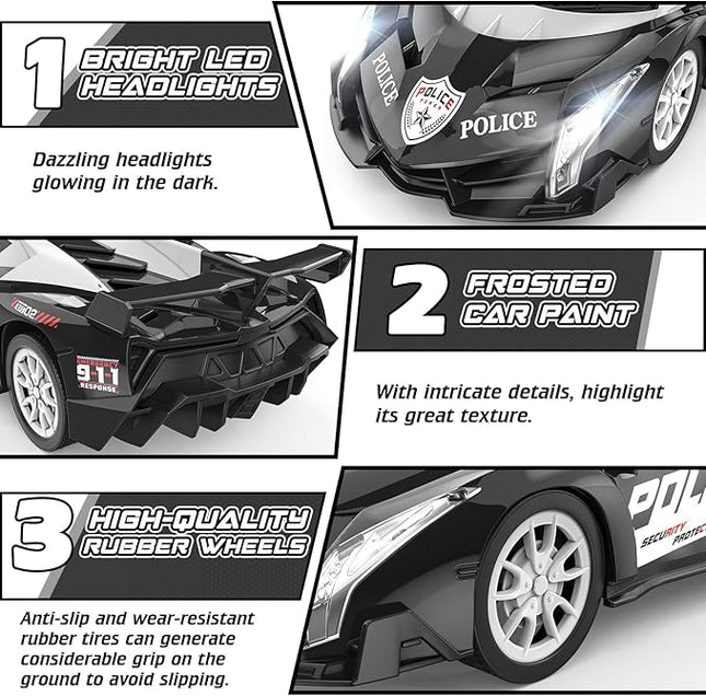 Growsland Remote Control Car Rc Cars for Boys 4-7 8-12, Kids Car Toys for Boys with Cool Flashing Light, Vehicle Hobby Race Cars Toys for Boy Girls Ages 4-6 5-7 6-8 8-12 Birthday Gift