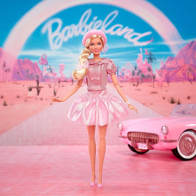 Barbie The Movie Doll, Margot Robbie as, Collectible Wearing Pink Blouse & Skirt Tutu Outfit, with Styled Hair & Matching Jewelry