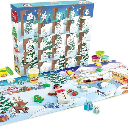 Play-Doh Advent Calendar Toy for Kids 3 Years and Up with Over 24 Surprise Accessories, Playmats, and 24 Cans, Assorted Colors, Non-Toxic