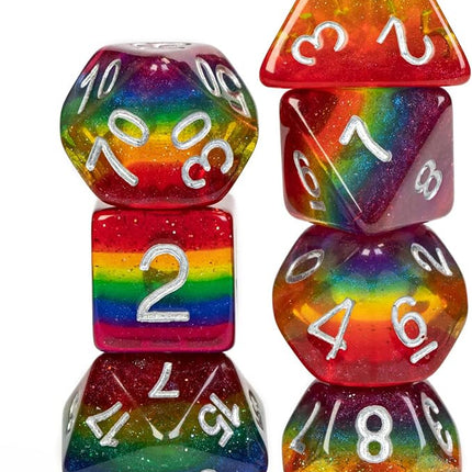 HDdais 7PCS Rainbow-Pride Polyhedral Dice Set, Homosexual Flag D&D Dice for Dungeons and Dragons, DND Dice for RPG and Other Table Games