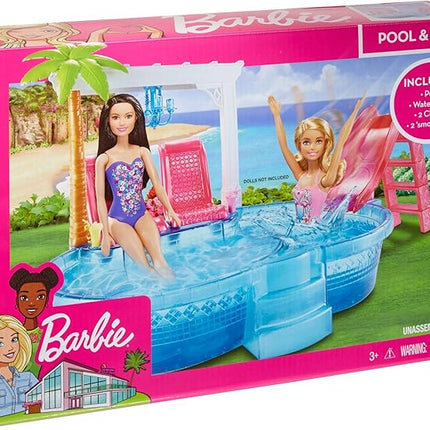 Barbie Glam Pool and Slide with Chairs, Chandelier and Smoothies
