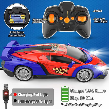 Growsland Remote Control Car, 2.4Ghz Rc Cars for Boys 4-7 8-12, Electric Kids Toys for Kids with Cool LED Lights, Rechargeable Hobby Race Cars Toys for Boys Girls Ages 4-6 5-7 6-8 8-12 Birthday Gift