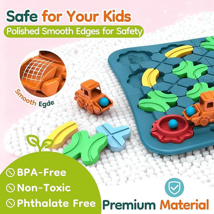 Kids Toys STEM Board Games - Logic Road Builder Brain Teasers Puzzles for 3 4 5 6 7 Year Old Boys Girls, Educational Montessori Birthday Gifts for Ages 4-8 Preschool Classroom Learning (29 PCS)