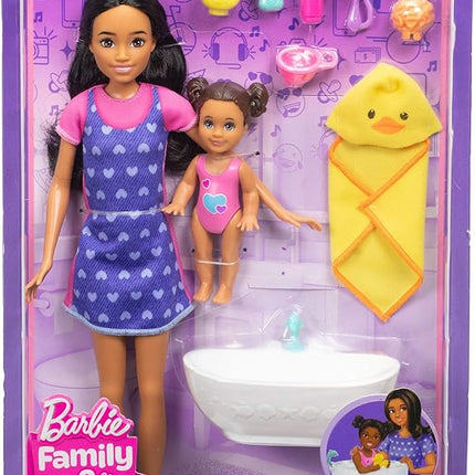 Barbie Skipper Babysitters, Inc. Playset with Brunette Doll, Brunette Toddler Doll, Bathtub & 6 Accessories Including a Rubber Duckie