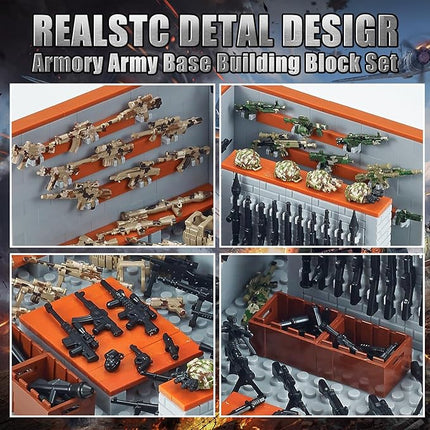 700 Piece Armory Building Set,WW2 Military Base Army Equipment Building Kit,STEM Battle Swat Team Toys,Weapon Pack Military Equipment Gear Sets,Christmas Birthday Gifts for Boys,Teens,Adults