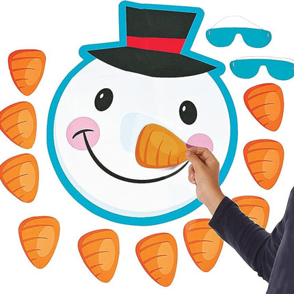 Pin The Nose on The Snowman Christmas Holiday Party Game with Blindfold & Instructions