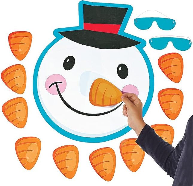 Pin The Nose on The Snowman Christmas Holiday Party Game with Blindfold & Instructions
